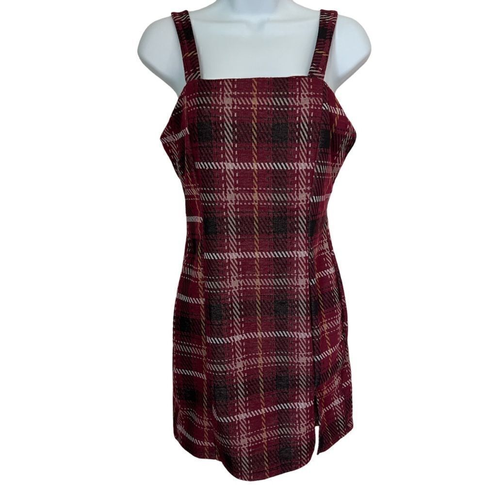 Iris Red Plaid Sleeveless Mini dress M